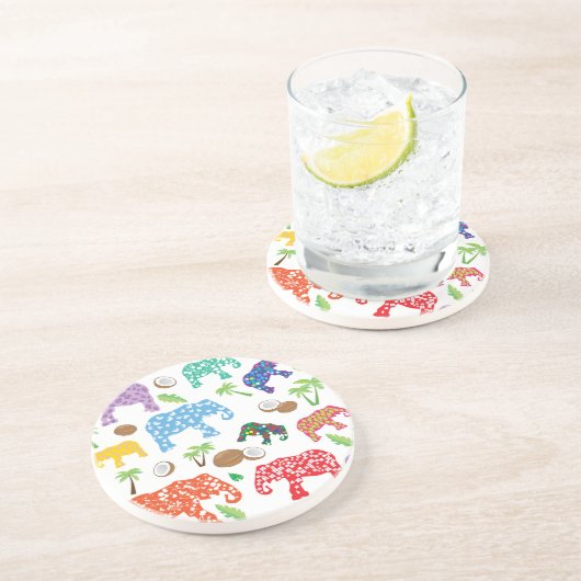 Dessous De Verre En Grès Éléphants tropicaux (Côté)
