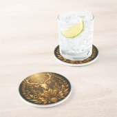 Dessous De Verre En Grès Emblème de cerf doré (Côté)