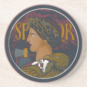 Dessous De Verre En Grès Emblème romain vintage de l'Italie SPQR