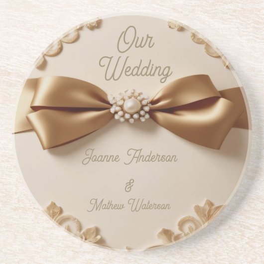 Dessous De Verre En Grès Embossed Floral Wedding Invitation – Satin Bow & G (Devant)