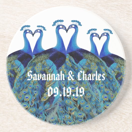 Dessous De Verre En Grès Embrasser des paons (Devant)