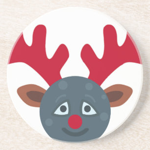 Dessous De Verre En Grès emoji de lune de rennes de noël