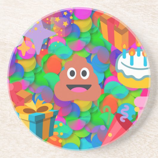 Dessous De Verre En Grès emoji joyeux pod'anniversaire (Devant)