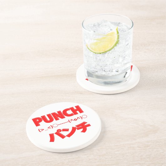 Dessous De Verre En Grès Émoticônes de punch japonais (Côté)