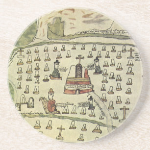 Dessous De Verre En Grès Empire aztèque de Montezuma, carte antique du mond