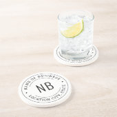 Dessous De Verre En Grès Emplacement des initiales du monogramme commercial (Côté)