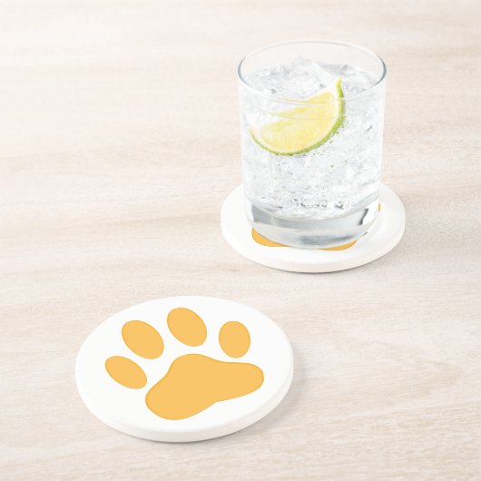Dessous De Verre En Grès Empreinte de chien orange (Côté)