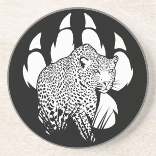 Dessous De Verre En Grès Empreinte de la Panthère noire et blanche Concepti