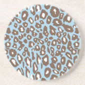 Dessous De Verre En Grès Empreinte de léopard bleu et blanc (Devant)