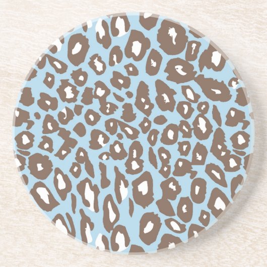 Dessous De Verre En Grès Empreinte de léopard bleu et blanc (Devant)