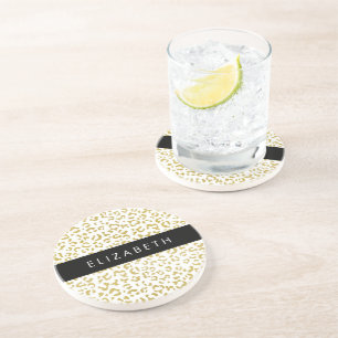 Dessous De Verre En Grès Empreinte de léopard, Leopard d'or, Parties scinti