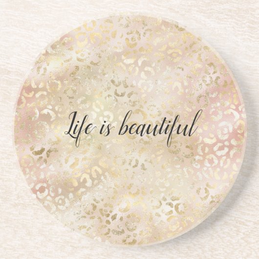 Dessous De Verre En Grès Empreinte de léopard rose Rose or (Devant)