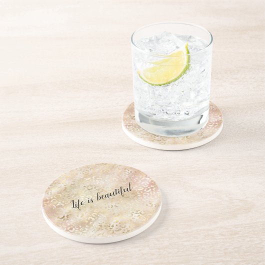 Dessous De Verre En Grès Empreinte de léopard rose Rose or (Côté)