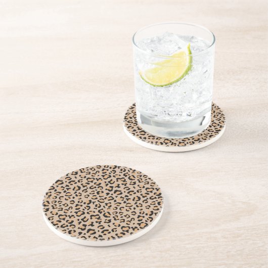 Dessous De Verre En Grès Empreinte de léopard, Spots de léopard, Leopard Br (Côté)