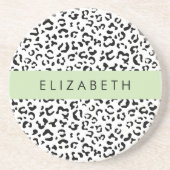 Dessous De Verre En Grès Empreinte de léopard, Spots, Noir Et Blanc, Votre  (Devant)