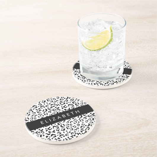 Dessous De Verre En Grès Empreinte de léopard, Spots, Noir Et Blanc, Votre (Côté)