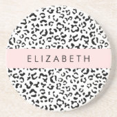 Dessous De Verre En Grès Empreinte de léopard, Spots, Noir Et Blanc, Votre (Devant)