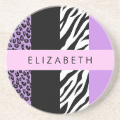 Dessous De Verre En Grès Empreinte de léopard, Zebra Print, Purple, Votre n (Devant)