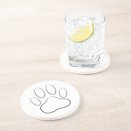 Dessous De Verre En Grès Empreinte de patte blanc (Côté)