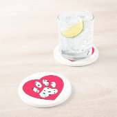 Dessous De Verre En Grès Empreinte de patte dalmate dans le coeur rouge (Côté)