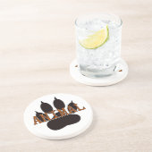 Dessous De Verre En Grès Empreinte de patte d'animal noir (Côté)