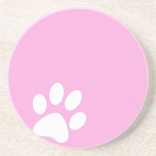 Dessous De Verre En Grès empreinte de patte d'animal rose (Devant)
