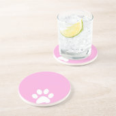 Dessous De Verre En Grès empreinte de patte d'animal rose (Côté)