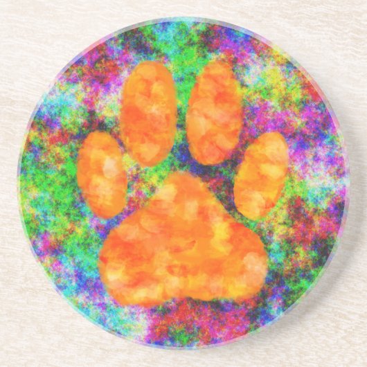 Dessous De Verre En Grès Empreinte de patte de chien aquarelle (Devant)