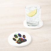 Dessous De Verre En Grès Empreinte de patte De Chien Avec Confetti Et Strea (Côté)