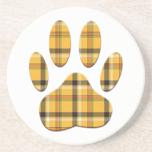 Dessous De Verre En Grès Empreinte de patte de chien Tartan