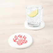 Dessous De Verre En Grès Empreinte de patte rose aux coeurs (Côté)
