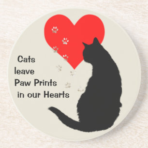 Dessous De Verre En Grès Empreintes de pattes de congé de chats à nos