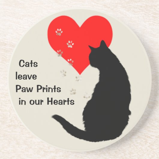 Dessous De Verre En Grès Empreintes de pattes de congé de chats à nos (Devant)