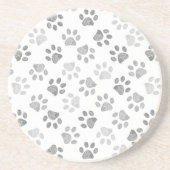 Dessous De Verre En Grès Empreintes de pattes de doodle gris (Devant)