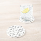Dessous De Verre En Grès Empreintes de pattes de doodle gris (Côté)