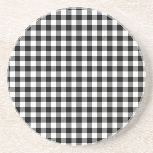 Dessous De Verre En Grès En vichy en noir et blanc (Devant)