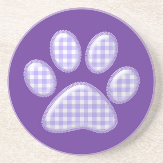 Dessous De Verre En Grès en vichy patte de chat - violet (Devant)