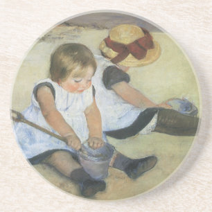 Dessous De Verre En Grès Enfants jouant sur la plage par Mary Cassatt