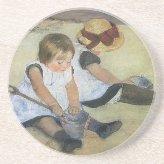 Dessous De Verre En Grès Enfants jouant sur la plage par Mary Cassatt (Devant)