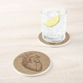 Dessous De Verre En Grès Engraving cardiaques anatomiques sur papier vieill (Côté)
