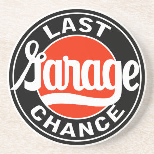 Dessous De Verre En Grès Enseigne vintage Dernière Chance Garage
