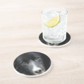 Dessous De Verre En Grès Entent Bordure Collie Visage Chien Dessous de verr (Côté)