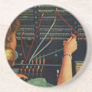 Dessous De Verre En Grès Entreprise vintage, opérateur de standard téléphon