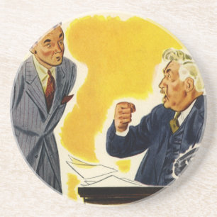 Dessous De Verre En Grès Entreprise Vintage, PDG fou, patron, employé