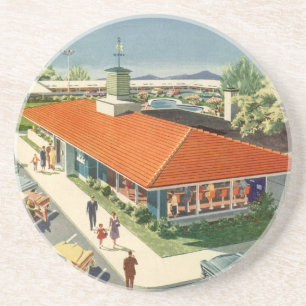 Dessous De Verre En Grès Entreprise vintage, restaurant familial des années