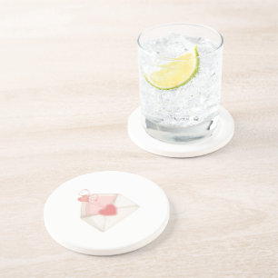 Dessous De Verre En Grès Enveloppe de lettre d'amour à l'aquarelle pour la