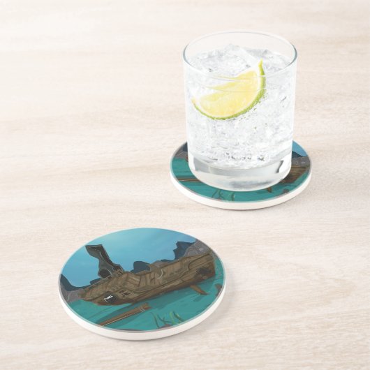 Dessous De Verre En Grès Épave sous l'eau (Côté)