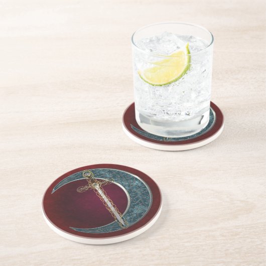 Dessous De Verre En Grès Épée et lune celtiques (Côté)