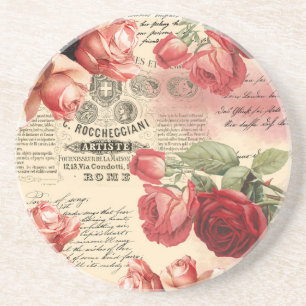 Dessous De Verre En Grès Ephémère Vintage Roses roses