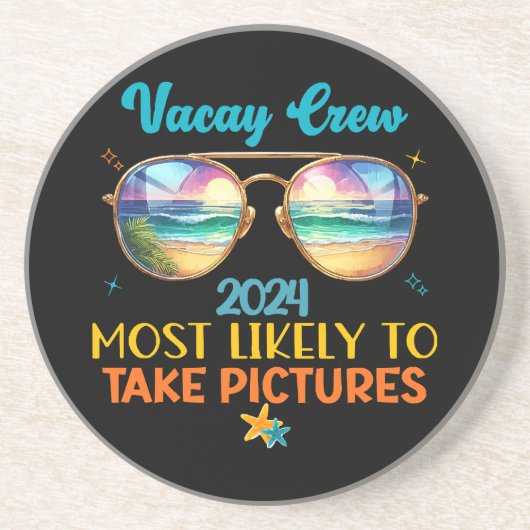 Dessous De Verre En Grès Équipe de vacances 2024 (Devant)